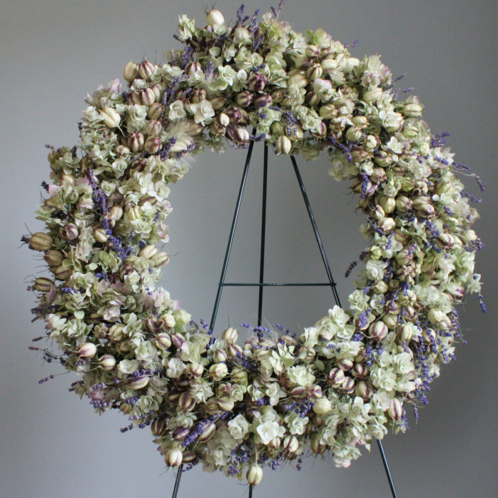 Lavendar Nigella wreath